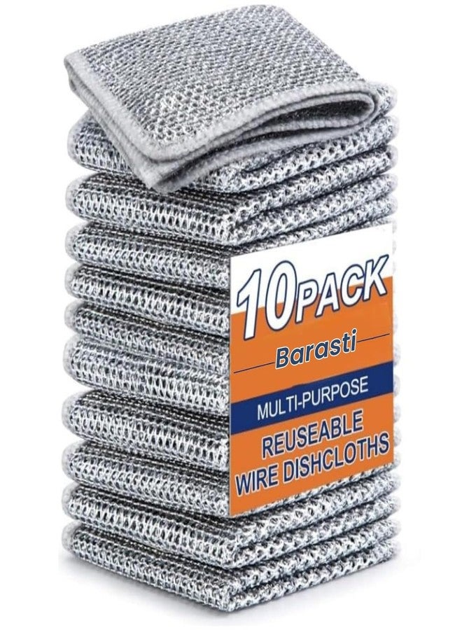 Barasti Non-Scratch Dish Wash Cloth Steel Wire Dish Cloth, Wire Dishwashing Rags for Wet and Dry Stainless Steel Scrubber Non-Scratch Wire Dishcloth for Washing Dishes Sinks Counters 10 Pack (10) - Image 1